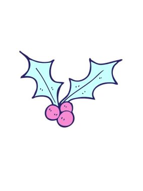 rise and float animation of cartoon christmas holly