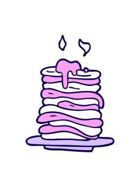 Bir yığın krep karikatürünün neon ışık efekti animasyonu