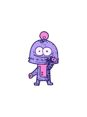 Ampullü mutlu bir robotun radyoaktif parlayan animasyonu