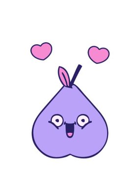 spinning hearts animation of cartoon of a green pear drawing