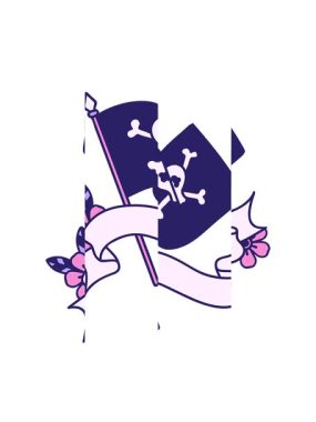 Dövmenin korsan bayrağı ile bölünmüş hareket animasyonu