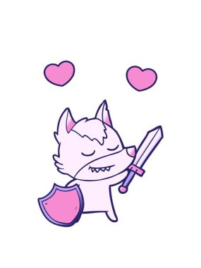 Dost canlısı kurt tasarımının dönen kalp animasyonu