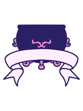 shivering motion animation of traditional tattoo with banner of a cauldron