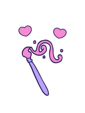 spinning hearts animation of cartoon doodle paint brush