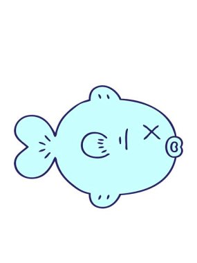 el hareketli animasyon komik karikatür balığı çizildi