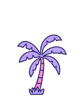 Sahildeki bir palmiye ağacının animasyonu.