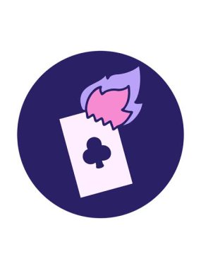 Yanan bir kartın ikonik dövme stili görüntüsünün dönen hareket animasyonu