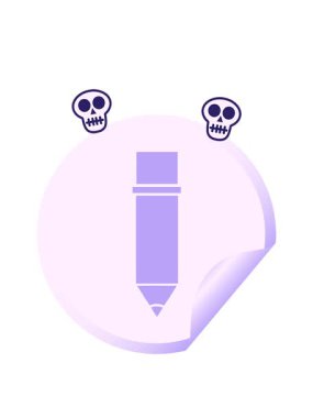 dairesel soyulmuş kafatası animasyonu bir kurşun kalemin çıkartma karikatürü