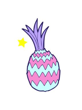 Parlayan yıldızlar çizgi film ananasının animasyonunu etkiler.