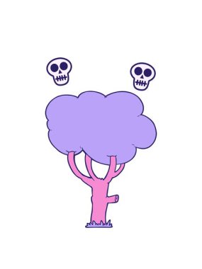 Garip ağaç çizgi filminin dönen kafatası animasyonu