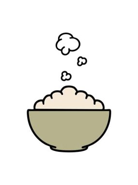 Basit bir kasede buharda pişen sıcak pirincin animasyonunu görüntüle