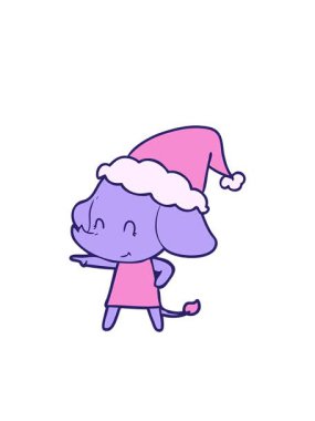 Yanıp sönen radyal çizgiler. Sevimli el çizgileri. Noel Baba şapkası takan bir fil çizimi.