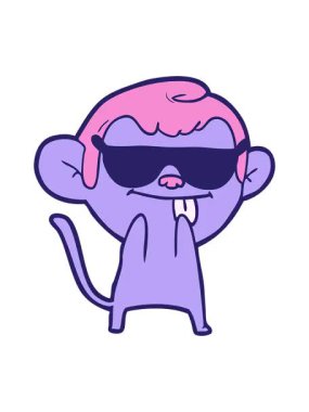 Pikselleştirme efekti, gözlük takan komik çizgi maymun animasyonu