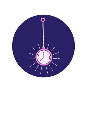 Dövme stili altın cep saati ikonunun yükseliş ve yüzme animasyonu