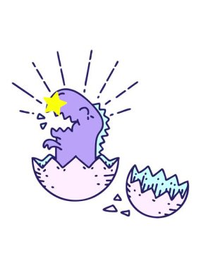 Parıldayan yıldızlar, yumurtadan çıkan dinozorun geleneksel dövme şeklinin canlandırılmasını etkiler.