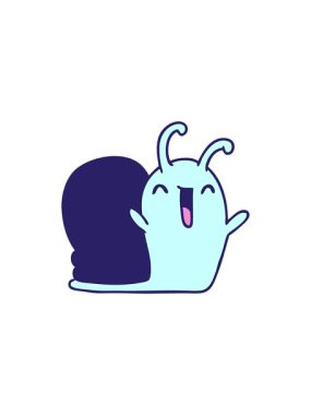 Çizgi film animasyonu Kawaii 'nin bölme etkisi. Mutlu şirin salyangoz.