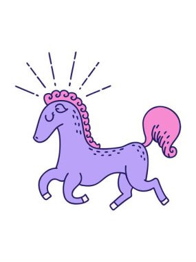 Çizgi film dövme stili zıplayan aygırın parlak ışık efekti