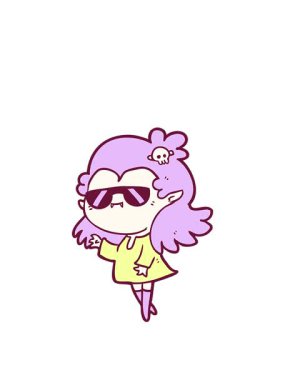 Parlak renkli havalı vampir kız çizgi filminin animasyonunu genişletiyorum.