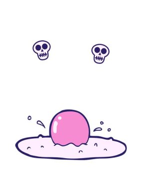 Çizgi film karakteri kızarmış yumurtanın kafatası animasyonu