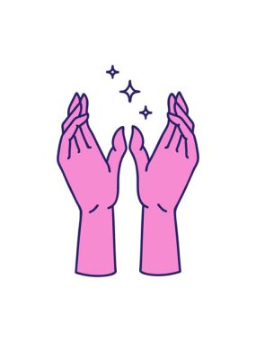 Dövme stili uzanan ellerin basınçlı animasyonu