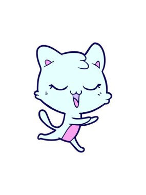 Basit çizgi film kedisinin neon ışık efekti animasyonu