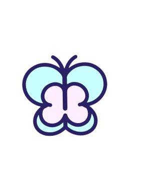 Basit bir kelebek çizgi filminin yatay titreşimli animasyonu