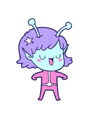 Mutlu uzaylı kız çizgi filminin pixelize etkisi