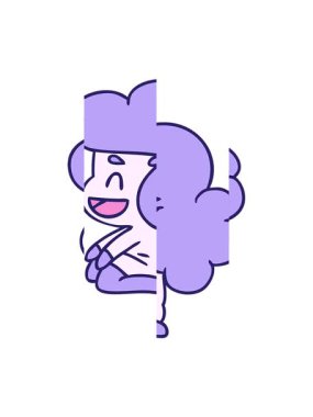 Kawaii uzaylı bir kızın karikatür çiziminin bölünmüş hareket animasyonu