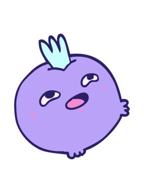 Çizgi film karalamalarının hareketlerini salla ve durdur. Mutlu kök sebzeleri.