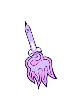 Çizgi film füzesinin neon ışık efekti canlandırması