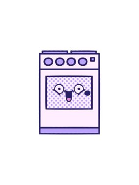 splitting effect animation of comic book style cartoon of a kitchen oven