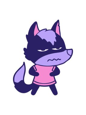 Sinirli bir kurdun çizgi filminin basınçlı animasyonu