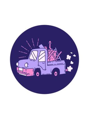 Dikkat çekici, hurda taşıyan dövme stili bir kamyonun ikonu.