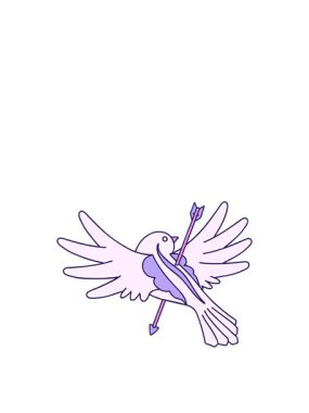 rise and float animation of traditional tattoo dove with arrow