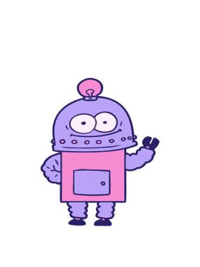 Ampullü neşeli çizgi film robotunun hareketli animasyonu