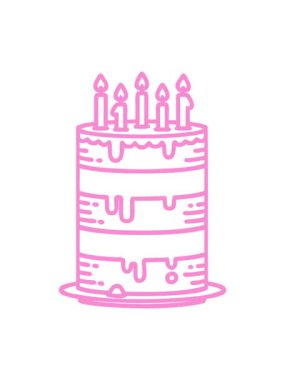 Doğum günü pastası ikonu şeklinde siyah çizgi şeklinde dövmenin hareketli animasyonu