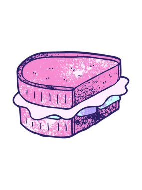 Çizgi film karalamalarının ışık efekti kızarmış sandviçin animasyonu.