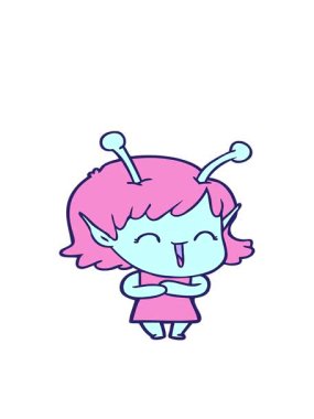 Mutlu uzaylı kızın hareketli çizgi filmi.