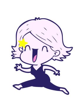 Parlayan yıldızlar çizgi film kahramanı mutlu kadını canlandırır.