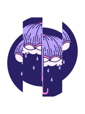 Bir şemsiye ve fırtına bulutunun bölünmüş hareket animasyonu