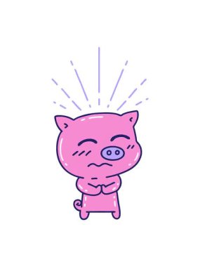 Geleneksel dövme stili gergin domuz karakterinin titrek hareketli animasyonu