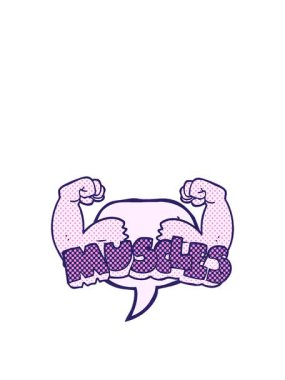 çizilmiş çizgi roman baloncuğu kas sembolünün animasyonunu genişletiyorum.