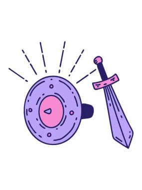 Geleneksel dövme stili kalkanı ve kılıcın canlandırılmasının efekt canlandırması