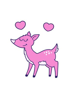 Bir karikatür geyiğinin dönen kalpleri.