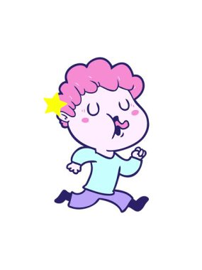 Parıldayan yıldızlar çizgi film adamının şarkı söylemesini etkiler.