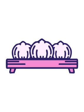 Tahta tepside Japon hamur köftelerinin hareketli animasyonu