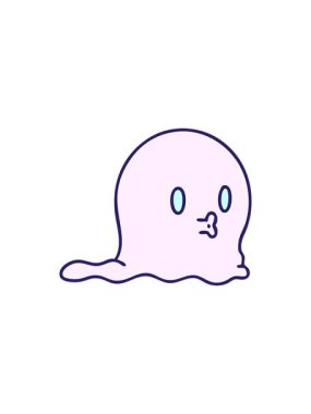 splitting effect animation of cartoon of a spooky ghost just floating along