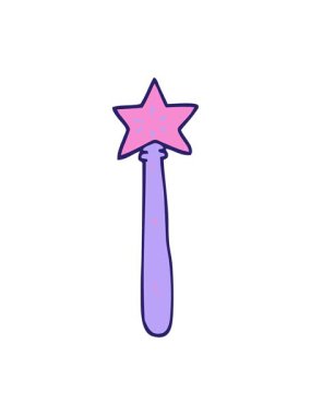 jiggle and pause animation of hand drawn doodle style cartoon magician wand