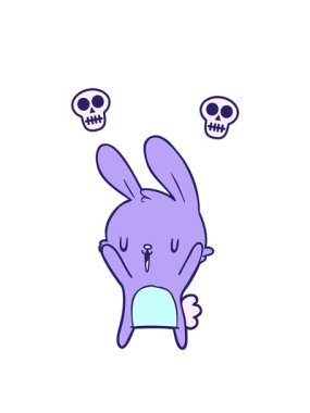 sevimli çizgi film karikatür tavşanının kafatası animasyonu