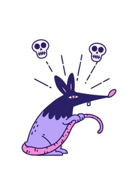 Geleneksel dövme stili sinsi fare çiziminin kafatası animasyonu